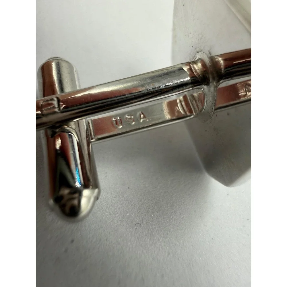 Hickok‎ USA Vintage Mens Octagon Cabochon Silver Tone Toggle Cufflinks